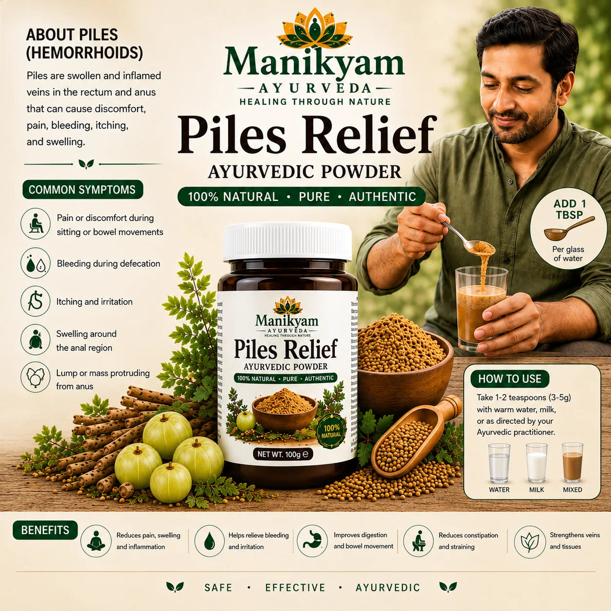 HERBAL Piles Relief Ayurvedic Powder – Natural Herbal Support for Piles & Digestive Health